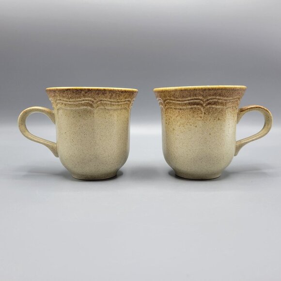 Mikasa Other - Vintage Mikasa Whole Wheat Stoneware Coffee Mugs Set Of 2 E 8000 Made In Japan